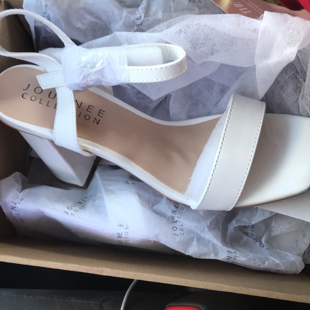 Tivona White Slide Heels